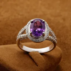 photo of #8 silver ring with purple gem