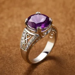 photo of #8 silver ring with purple gem