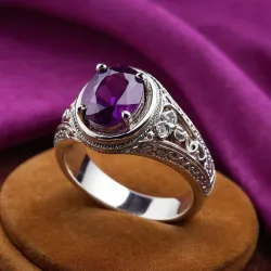 photo of #8 silver ring with purple gem