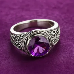 photo of #8 silver ring with purple gem