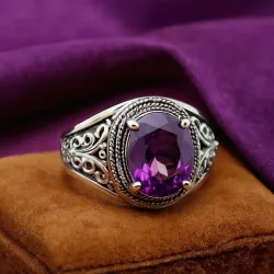 photo of #8 silver ring with purple gem
