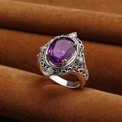 photo of #8 silver ring with purple gem