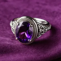 photo of #8 silver ring with purple gem