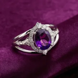 photo of #8 silver ring with purple gem