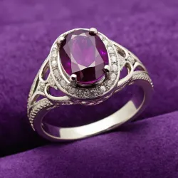 photo of #8 silver ring with purple gem