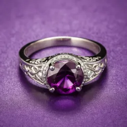 photo of #8 silver ring with purple gem