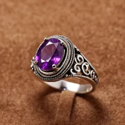 photo of #8 silver ring with purple gem