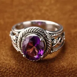 photo of #8 silver ring with purple gem