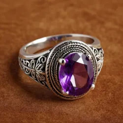 photo of #8 silver ring with purple gem