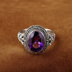 photo of #8 silver ring with purple gem