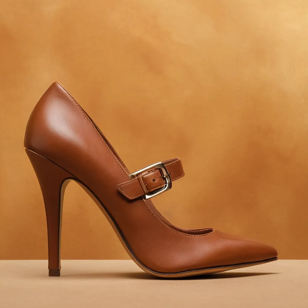 detailed photo of brown high heels