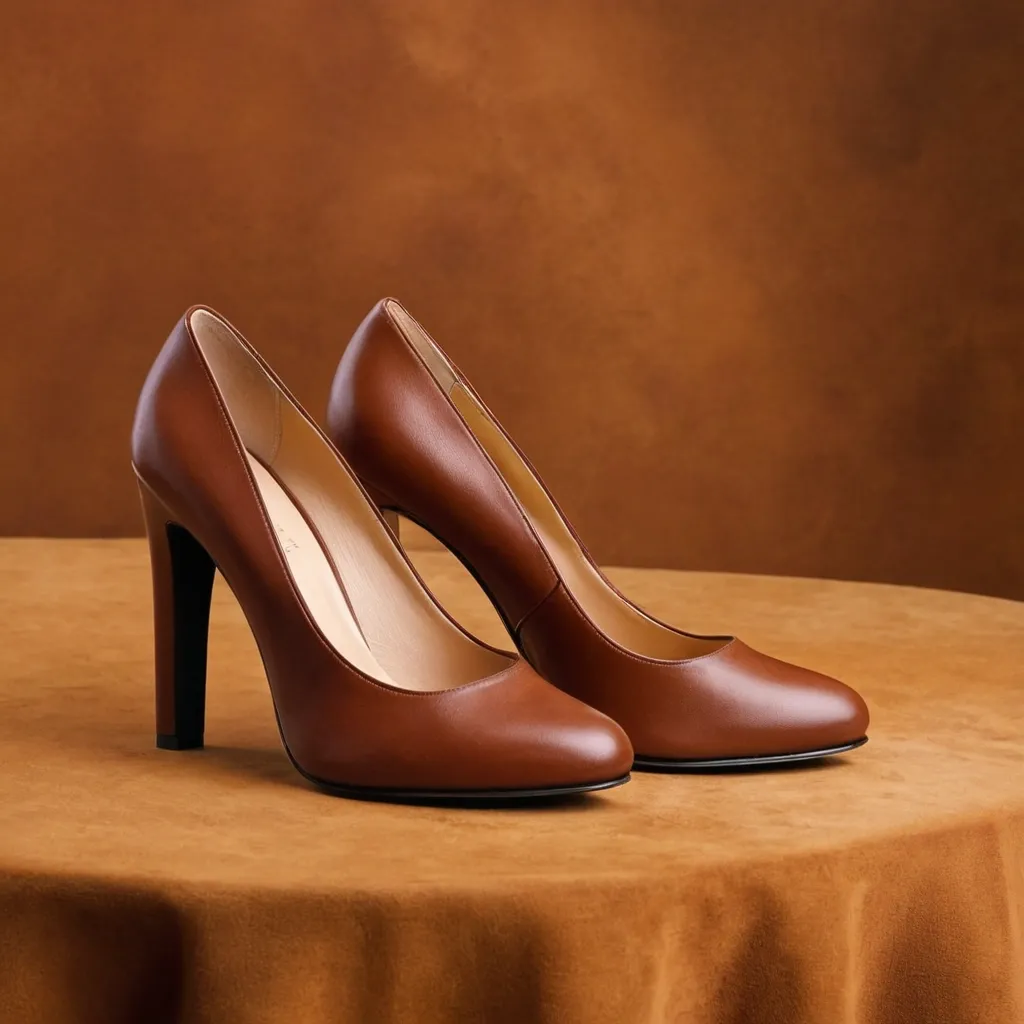 detailed photo of brown high heels