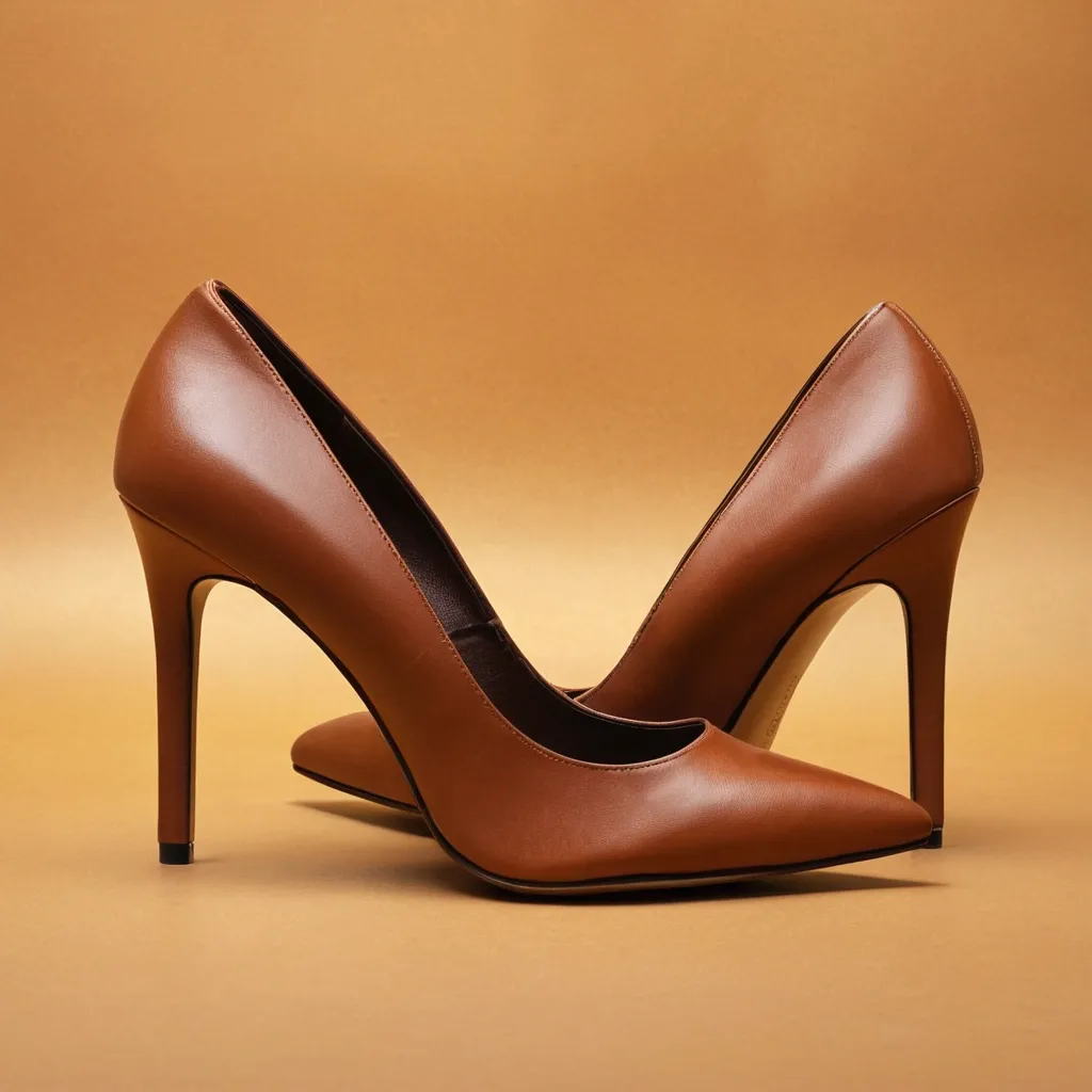 detailed photo of brown high heels