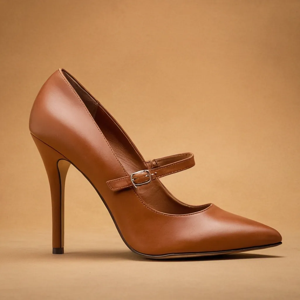 detailed photo of brown high heels