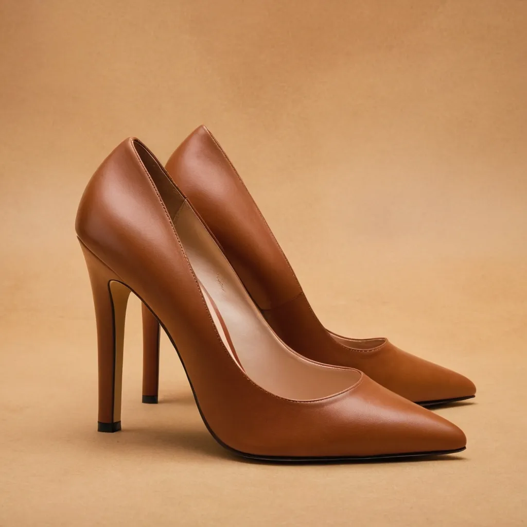 detailed photo of brown high heels