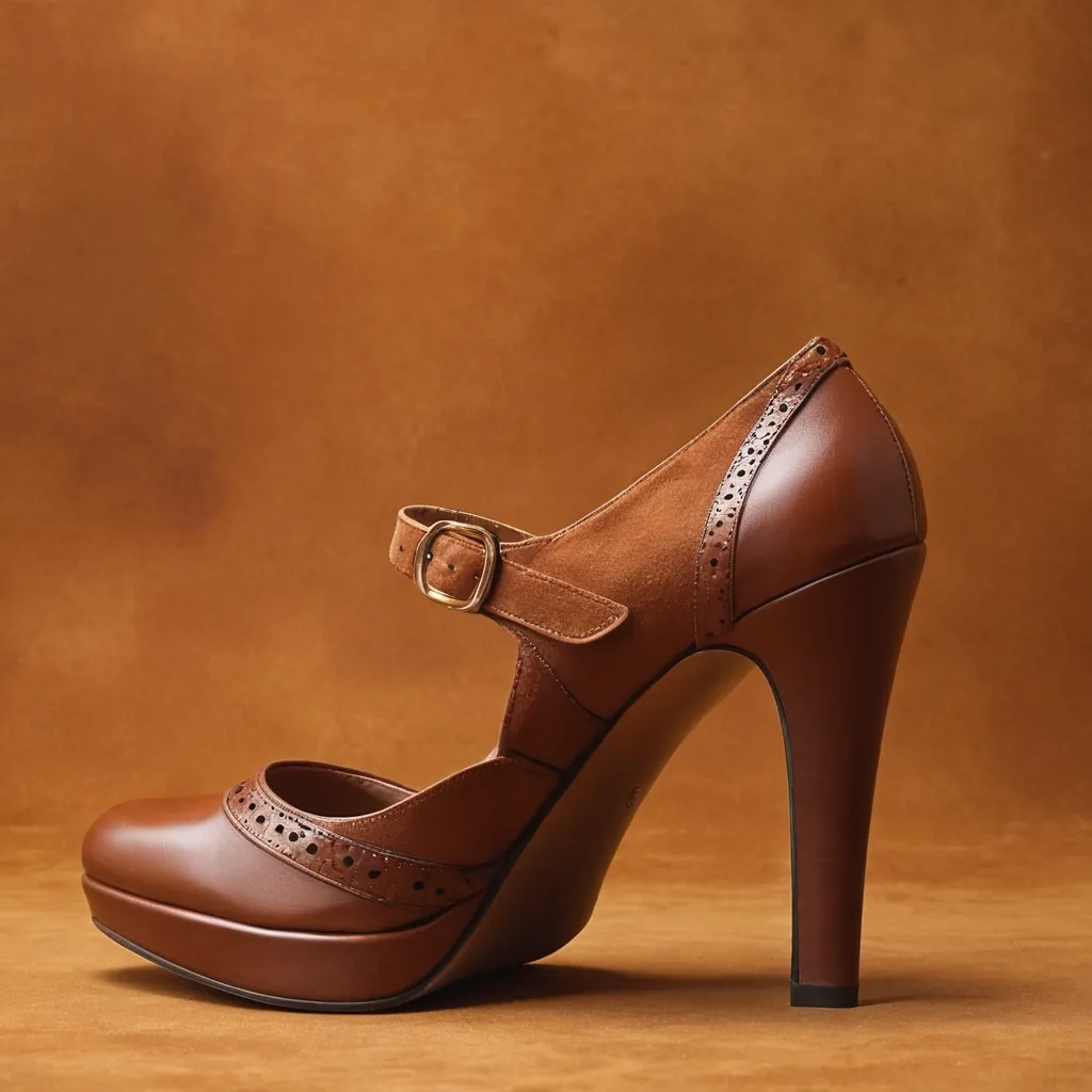 detailed photo of brown high heels