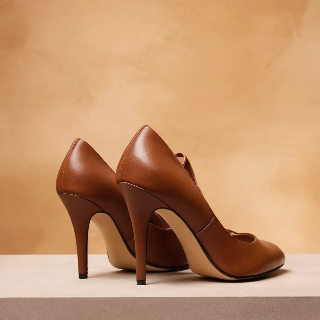 detailed photo of brown high heels