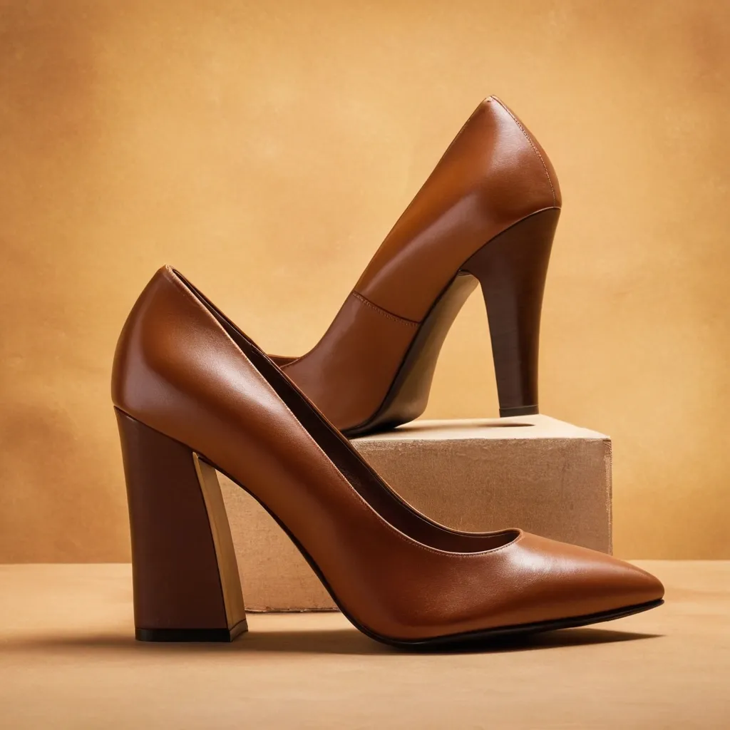 detailed photo of brown high heels