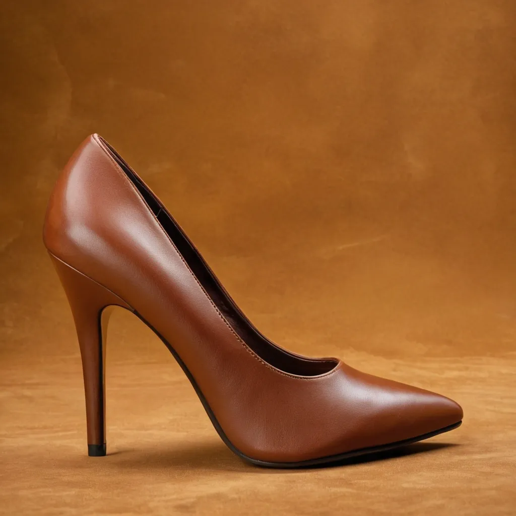 detailed photo of brown high heels