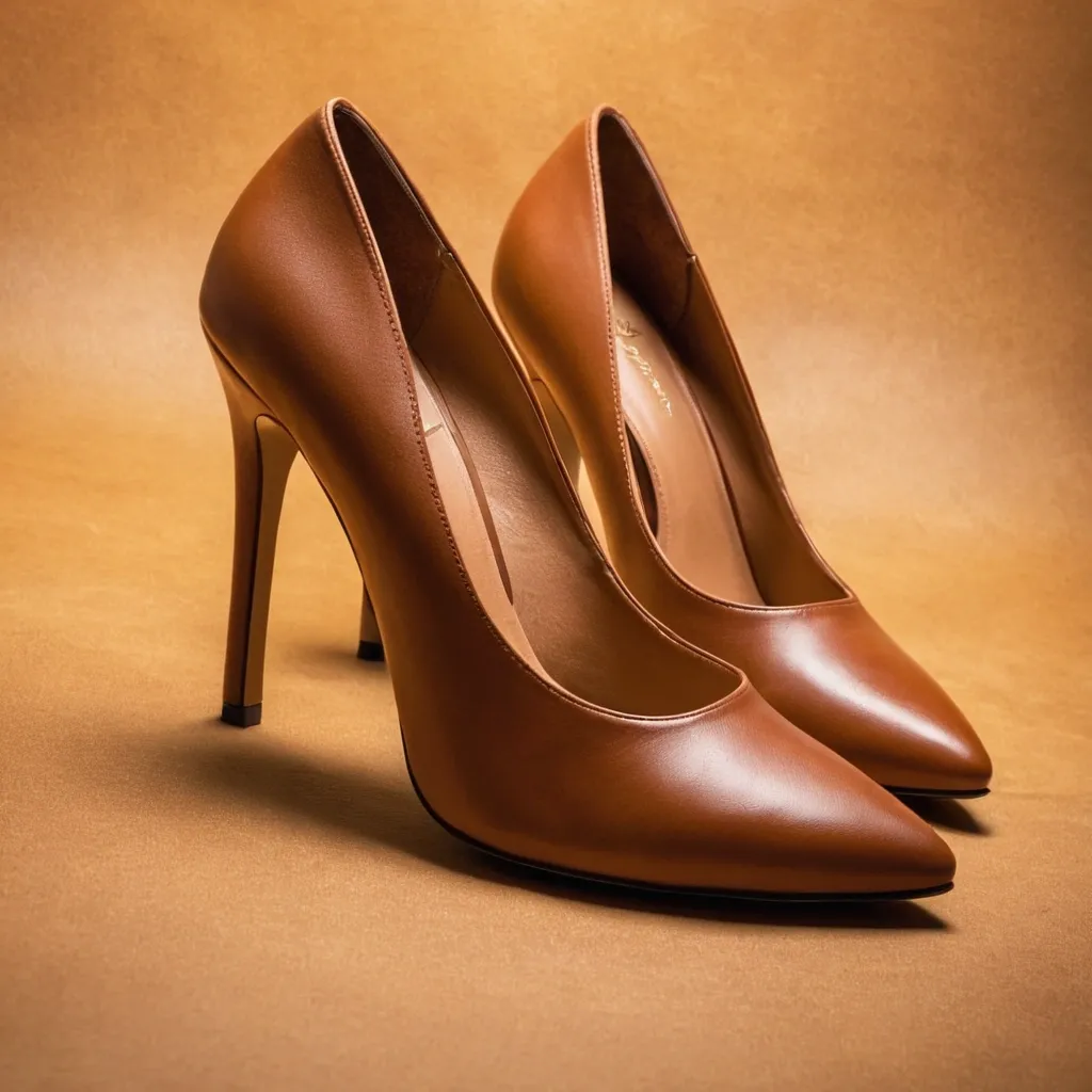 detailed photo of brown high heels