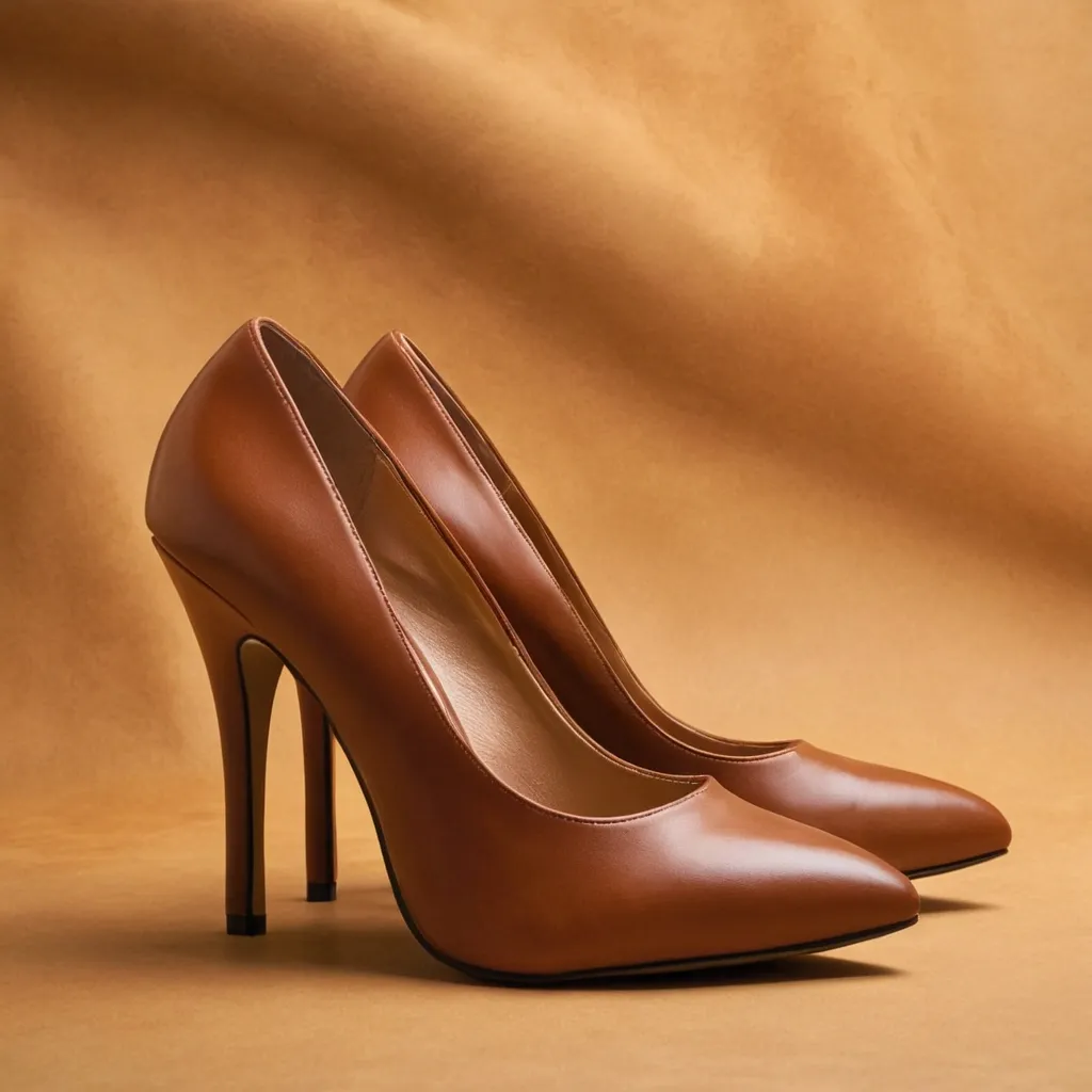detailed photo of brown high heels