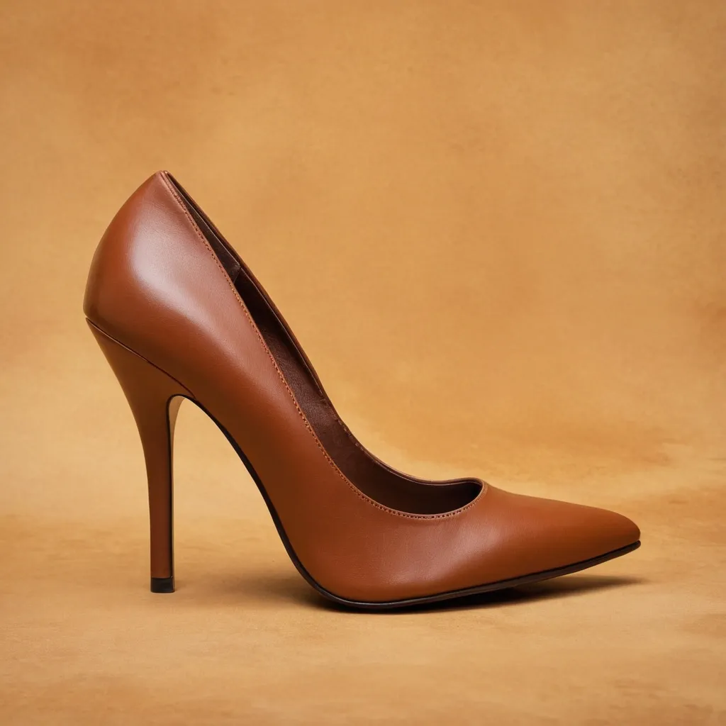 detailed photo of brown high heels
