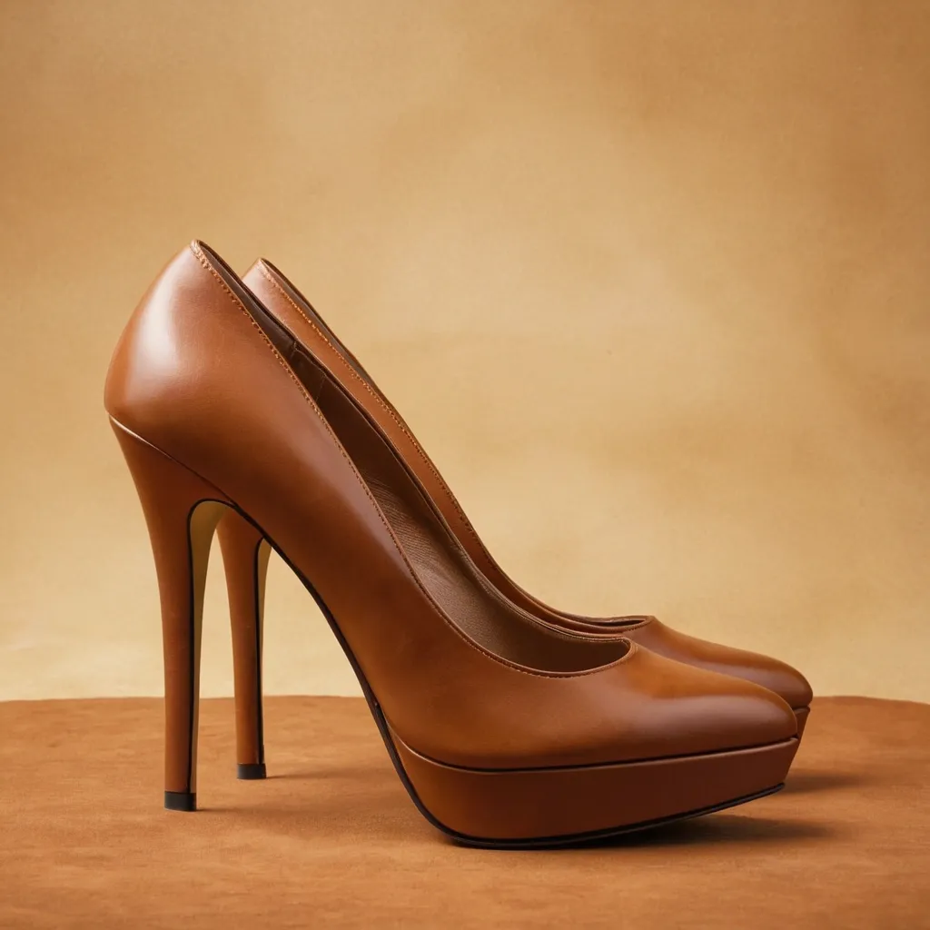 detailed photo of brown high heels