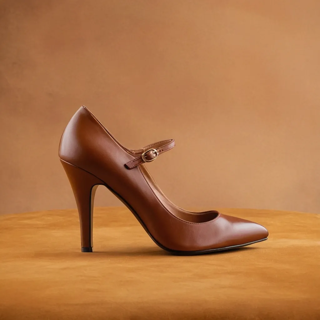 detailed photo of brown high heels