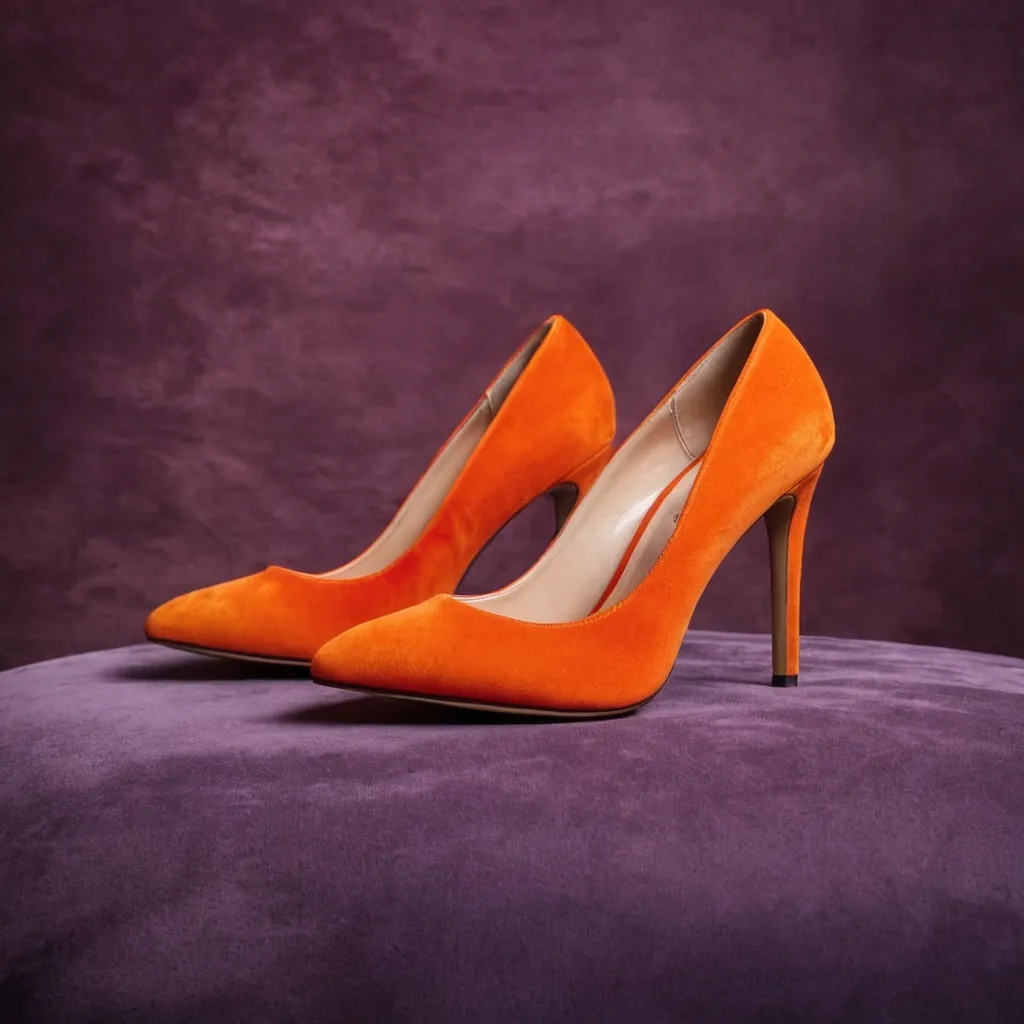 detailed photo of orange high heels