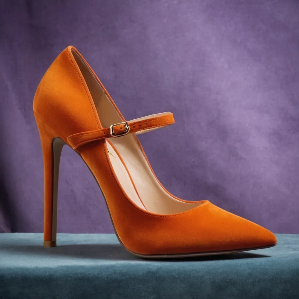 detailed photo of orange high heels