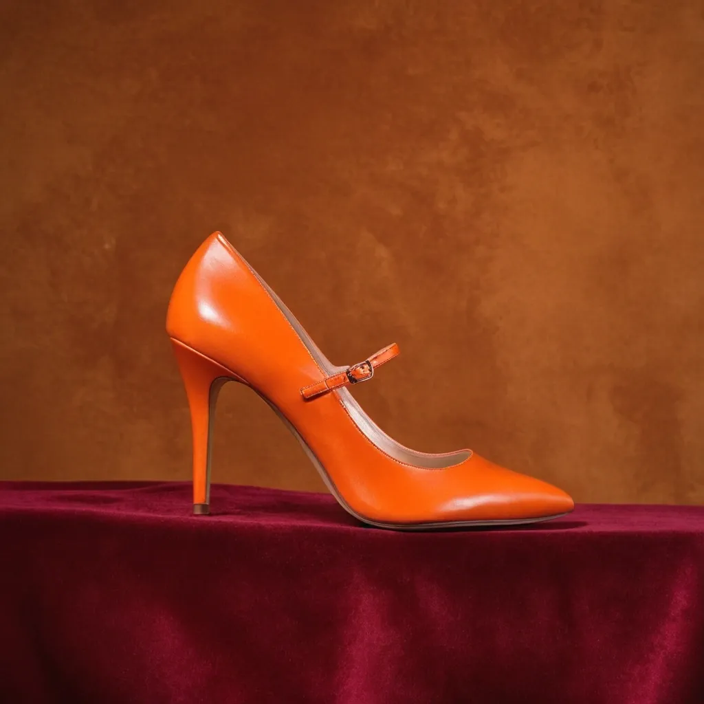 detailed photo of orange high heels