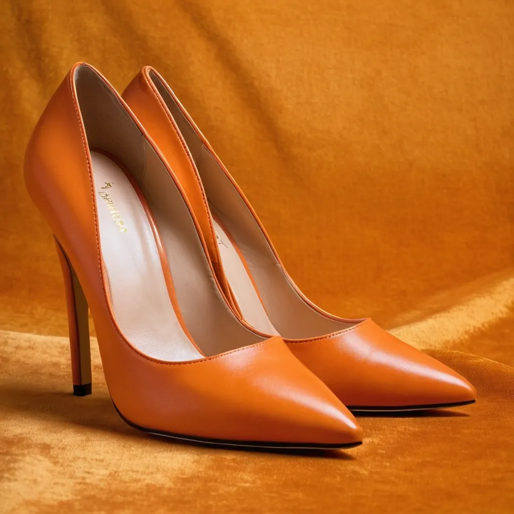 detailed photo of orange high heels