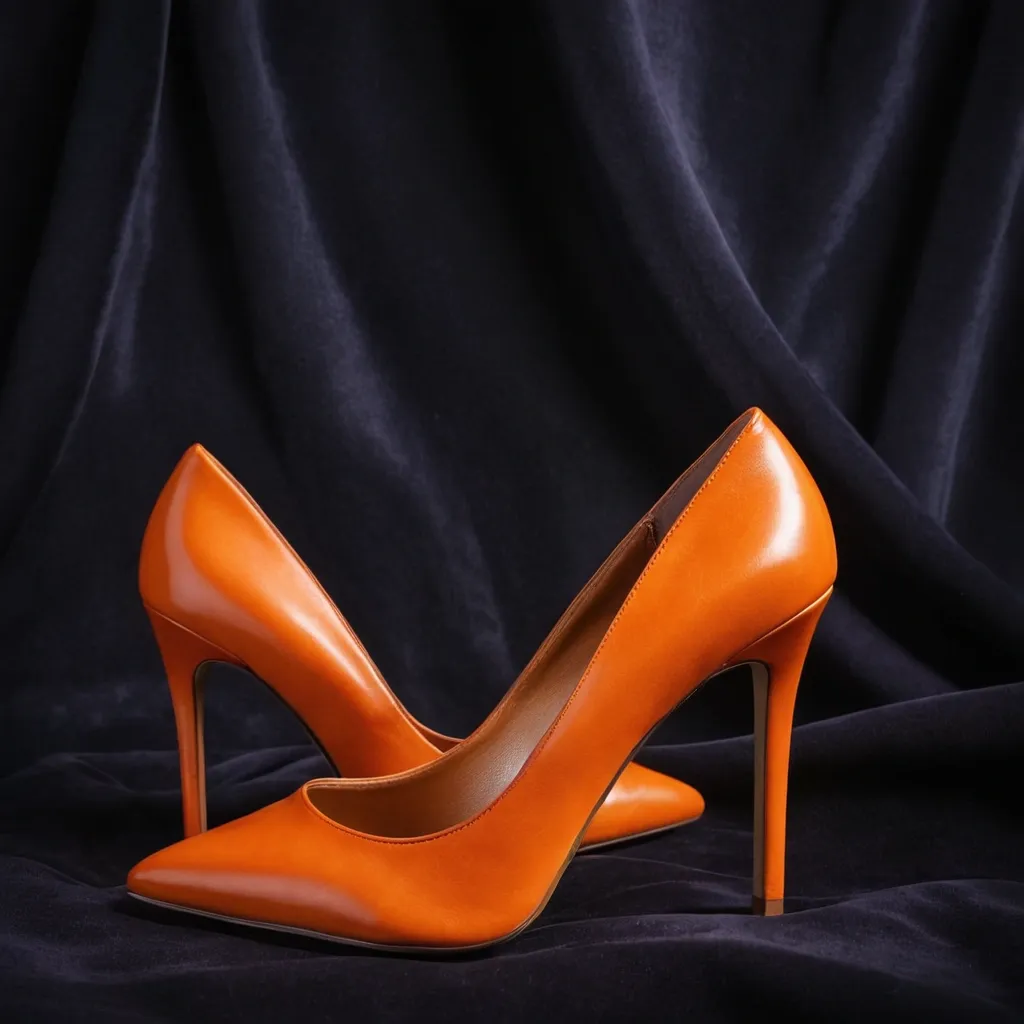 detailed photo of orange high heels