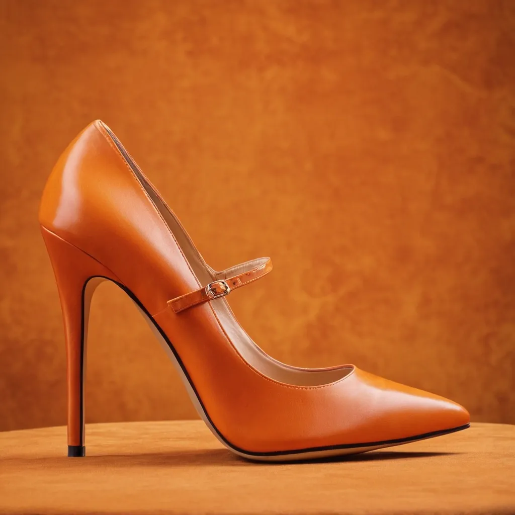 detailed photo of orange high heels