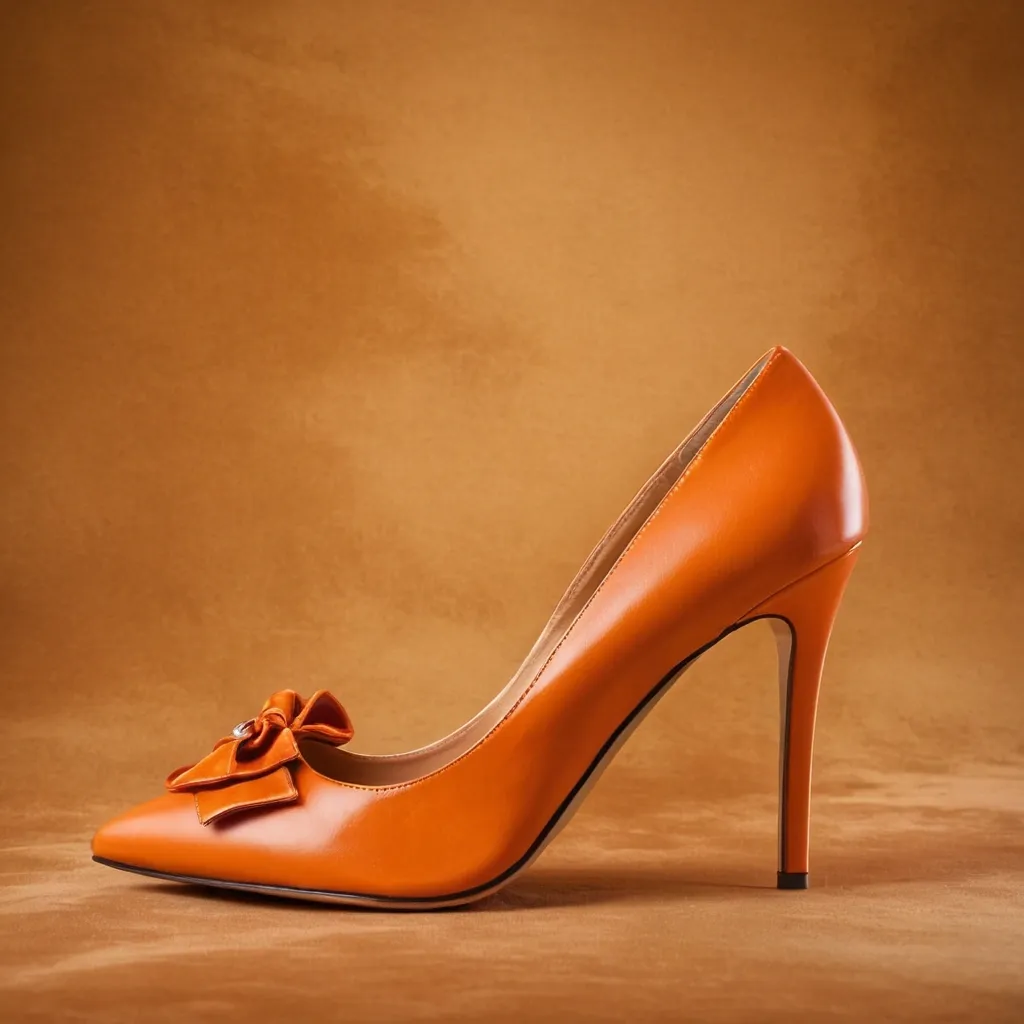 detailed photo of orange high heels