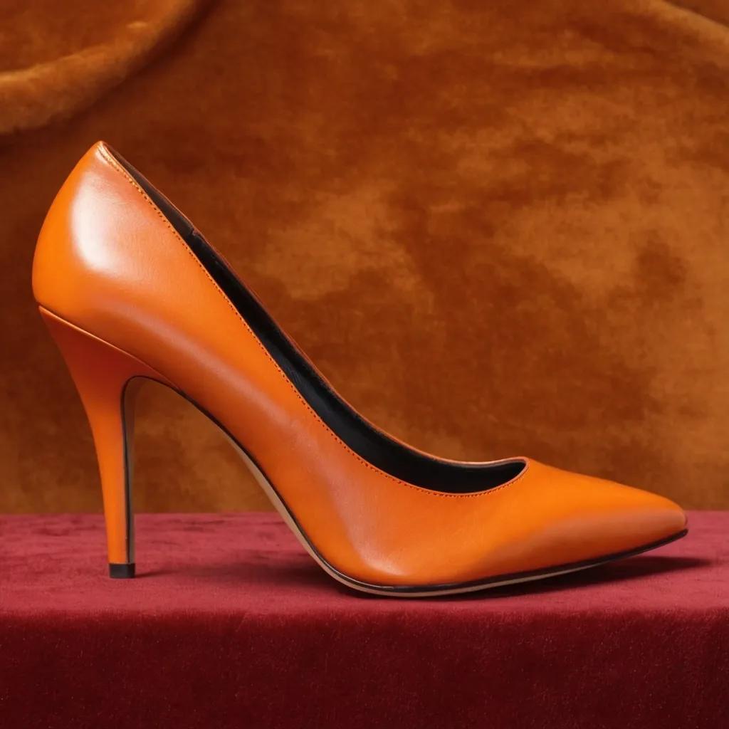 detailed photo of orange high heels