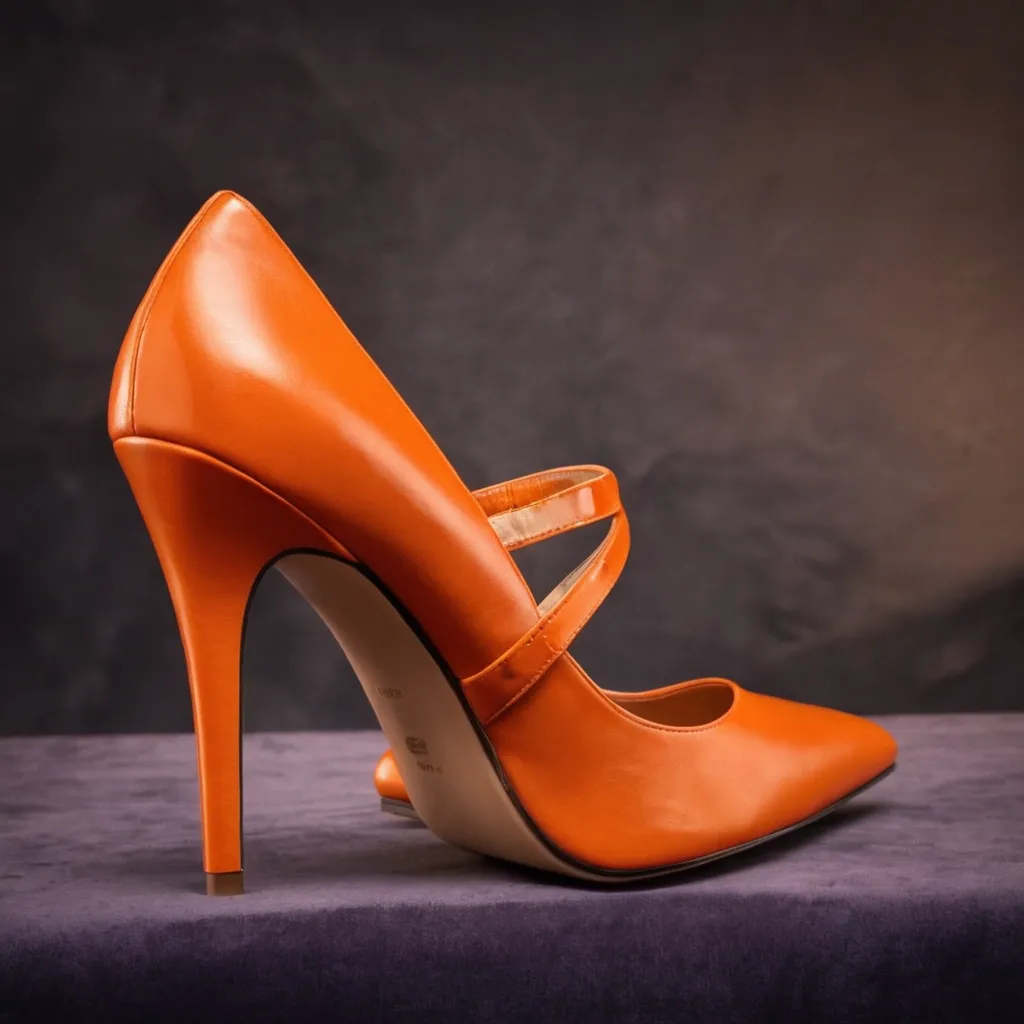 detailed photo of orange high heels