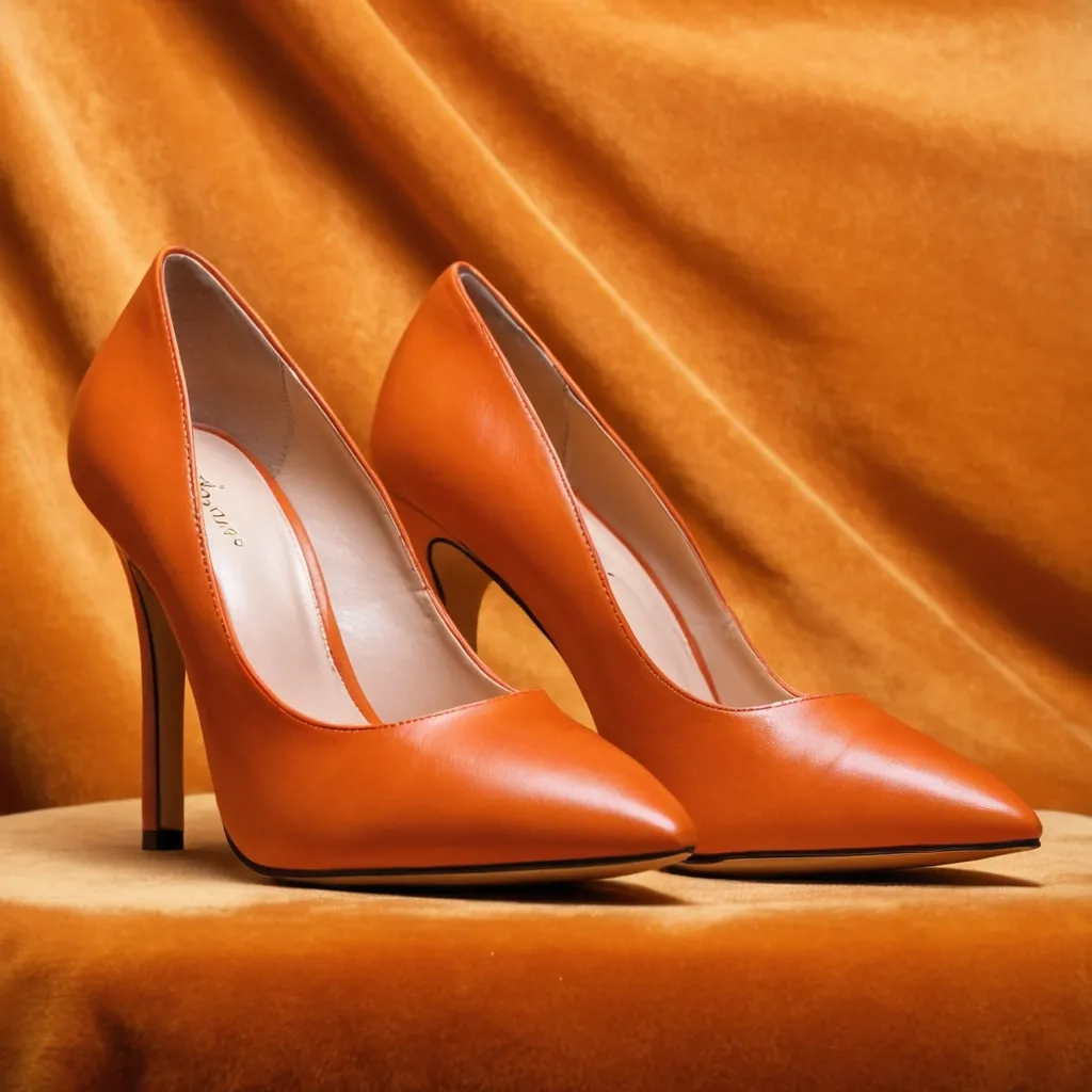 detailed photo of orange high heels
