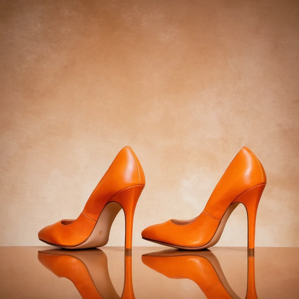 detailed photo of orange high heels
