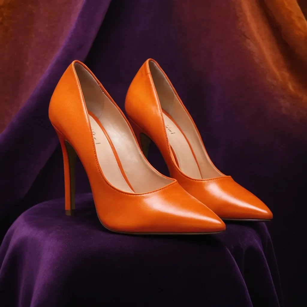 detailed photo of orange high heels