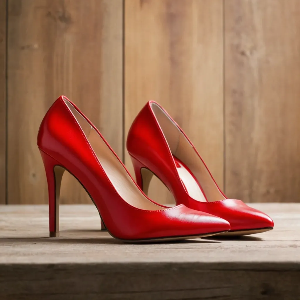 detailed photo of red high heels
