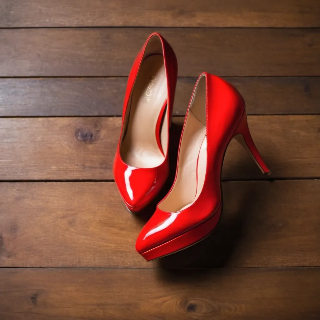 detailed photo of red high heels