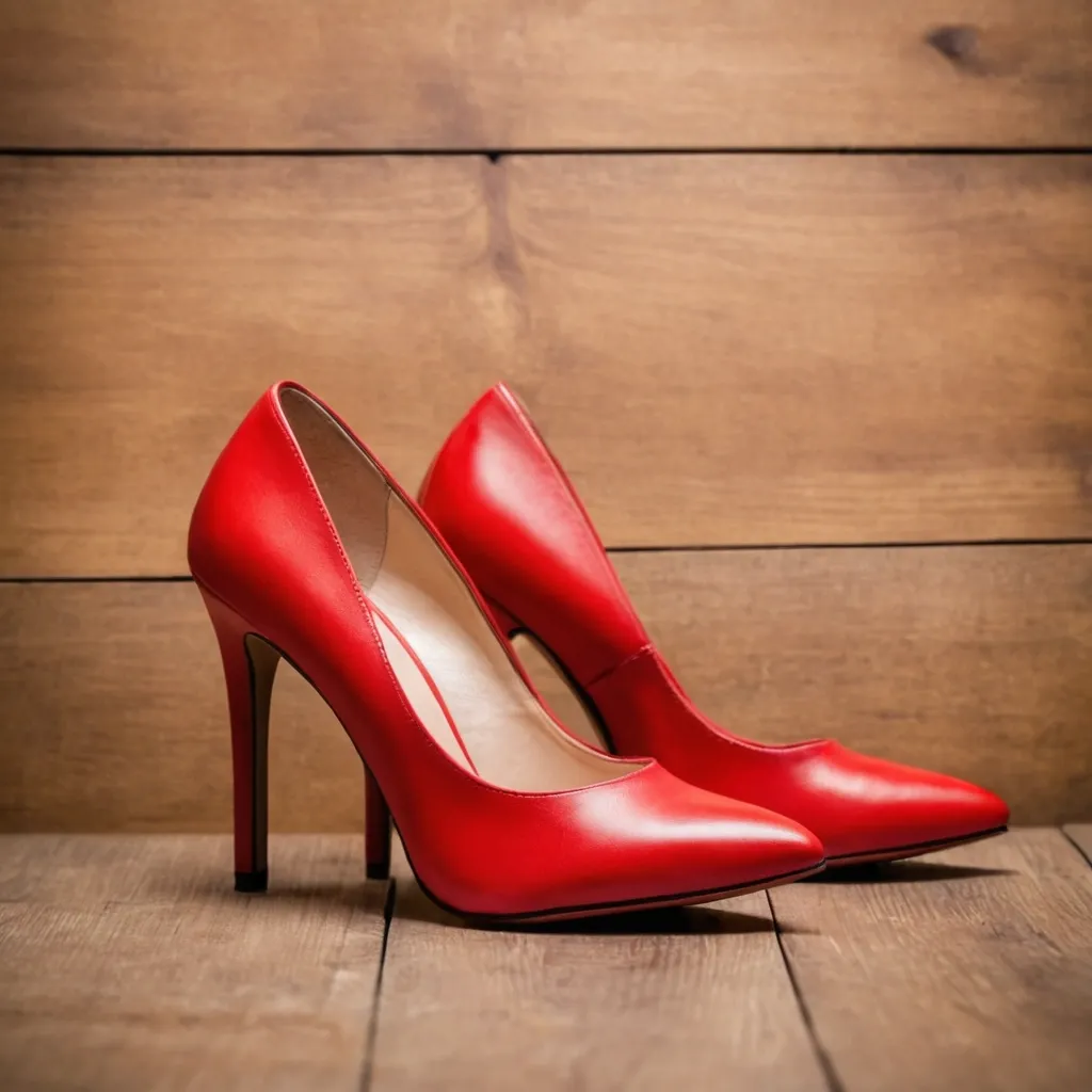detailed photo of red high heels