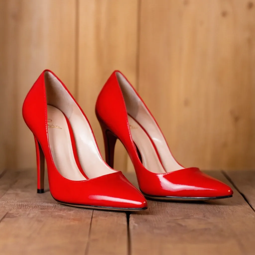 detailed photo of red high heels