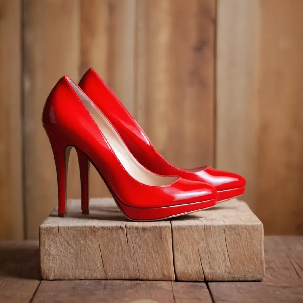 detailed photo of red high heels