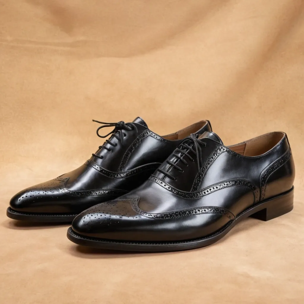 detailed photo of black oxfords