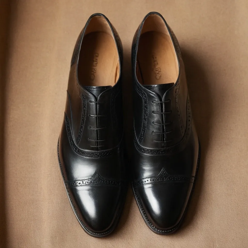 detailed photo of black oxfords