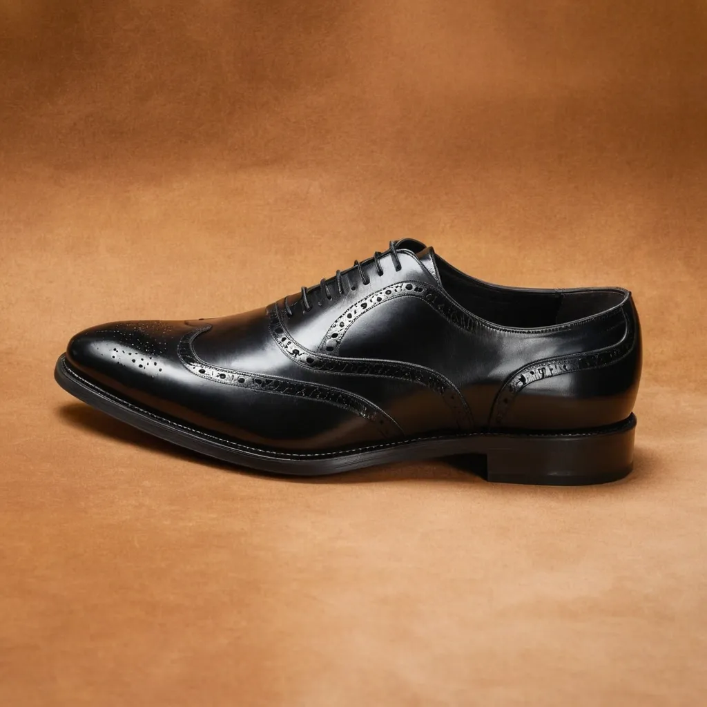 detailed photo of black oxfords
