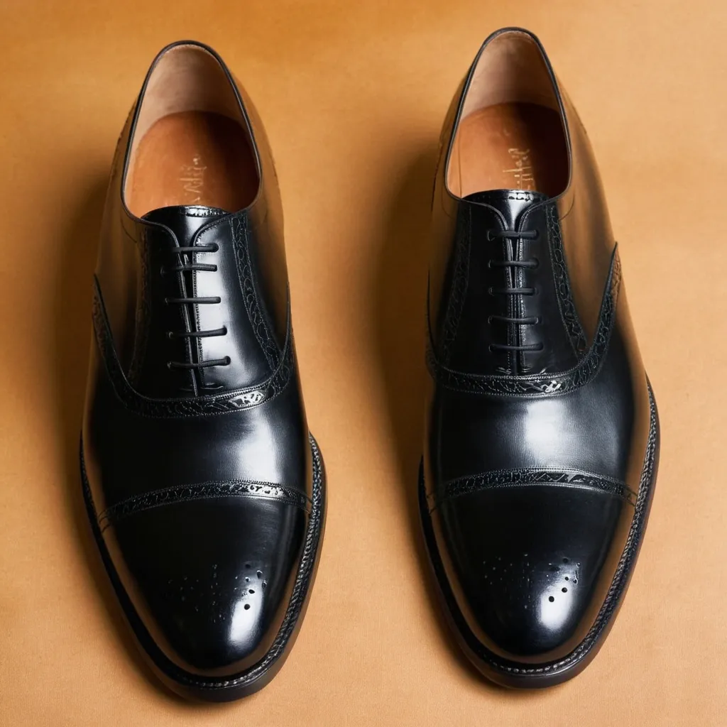 detailed photo of black oxfords