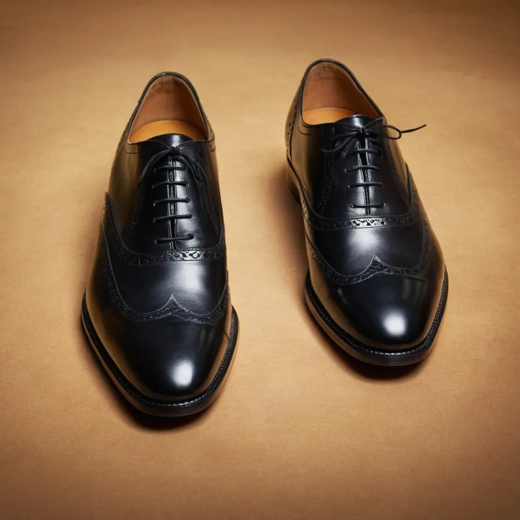 detailed photo of black oxfords